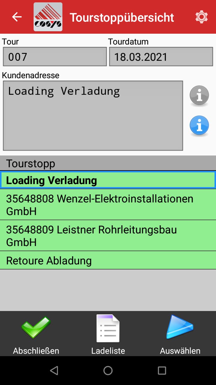 TMS Software Toursübersicht TMS Software Toursübersicht