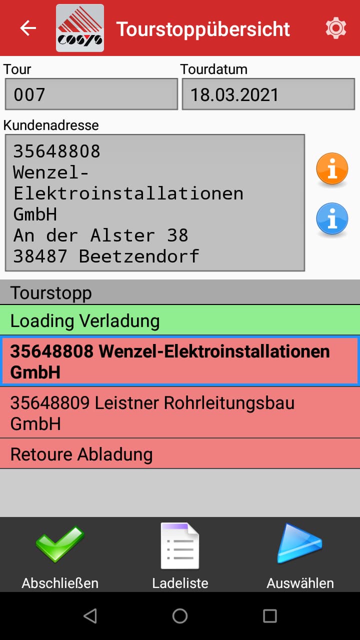 TMS Software Toursübersicht TMS Software Toursübersicht