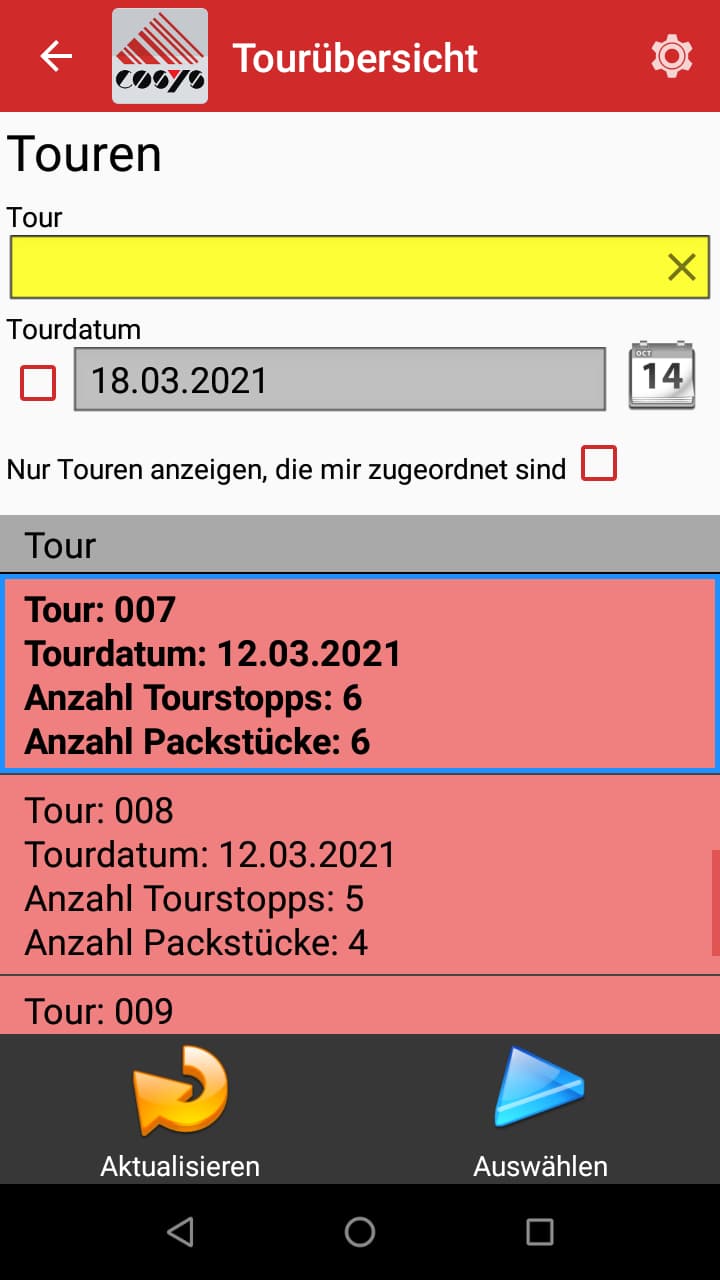 TMS Software Toursübersicht TMS Software Toursübersicht