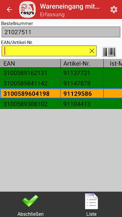 Almacén - Entrada de mercancías