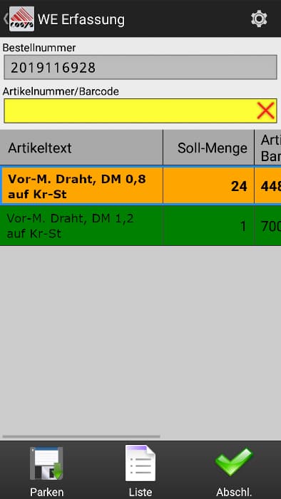 Almacén - Entrada de mercancías