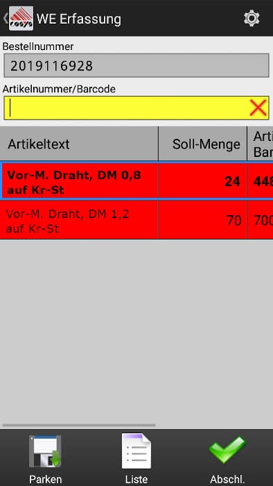 Almacén - Entrada de mercancías