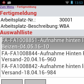 Mensaje listo Fertigungsauftrag Mensaje listo Fertigungsauftrag