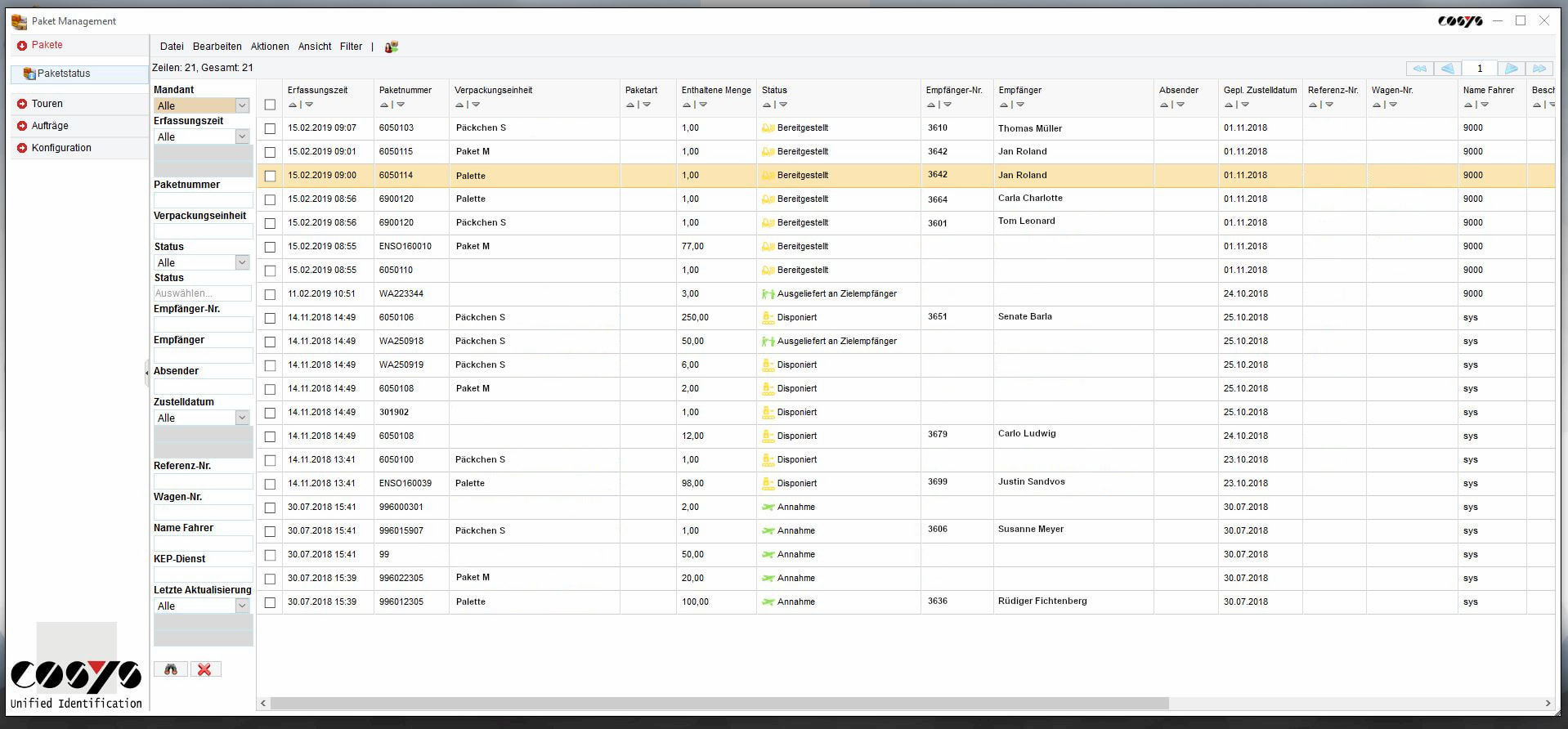 Escaneado inverso de entregas / recogida de clientes