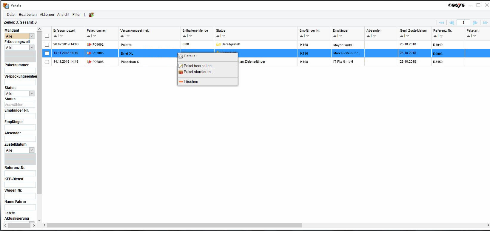 Escaneado inverso de entregas / recogida de clientes
