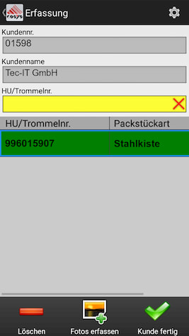 Escaneo de entrega inversa / recogida de clientes