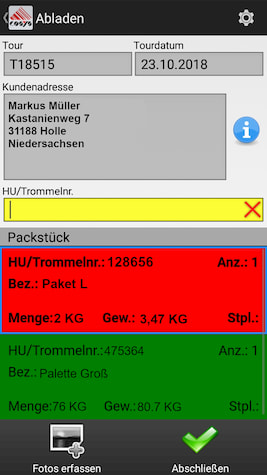 Escaneo de entrega inversa / recogida de clientes
