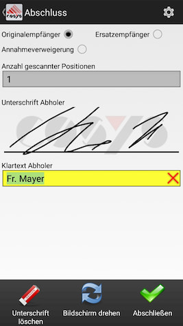 Escaneo de entrega inversa / recogida de clientes