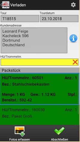 Escaneo de entrega inversa / recogida de clientes