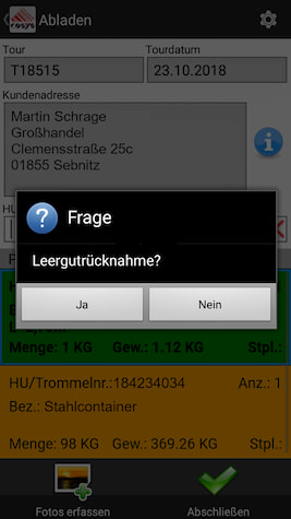 Escaneo de entrega inversa / recogida de clientes