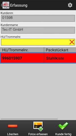 Escaneo de entrega inversa / recogida de clientes