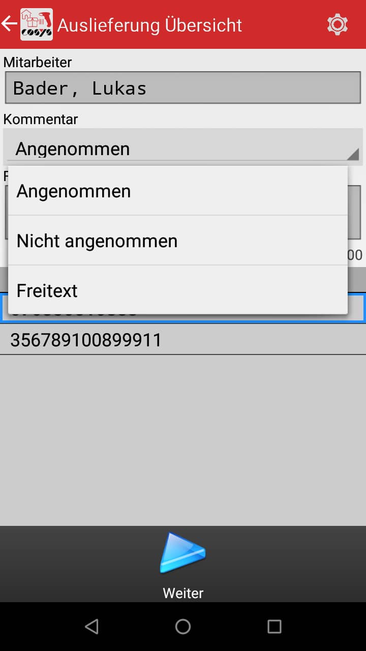 Artículos entrantes Visión general del software Android de COSYS Artículos entrantes Visión general del software Android de COSYS