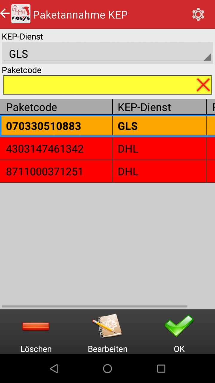 Wareneingang Auswahl Android Software von COSYS Wareneingang Auswahl Android Software von COSYS