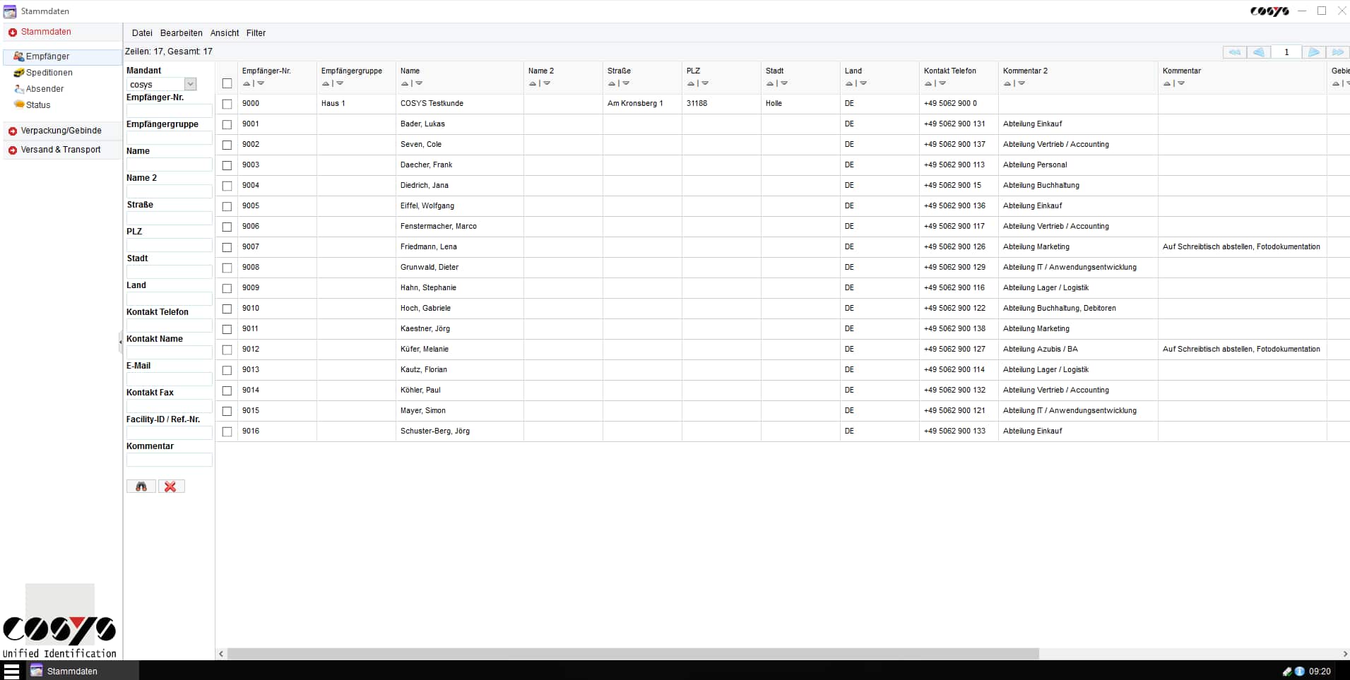 Datos maestros Empfänger WebDesk Datos maestros Empfänger WebDesk
