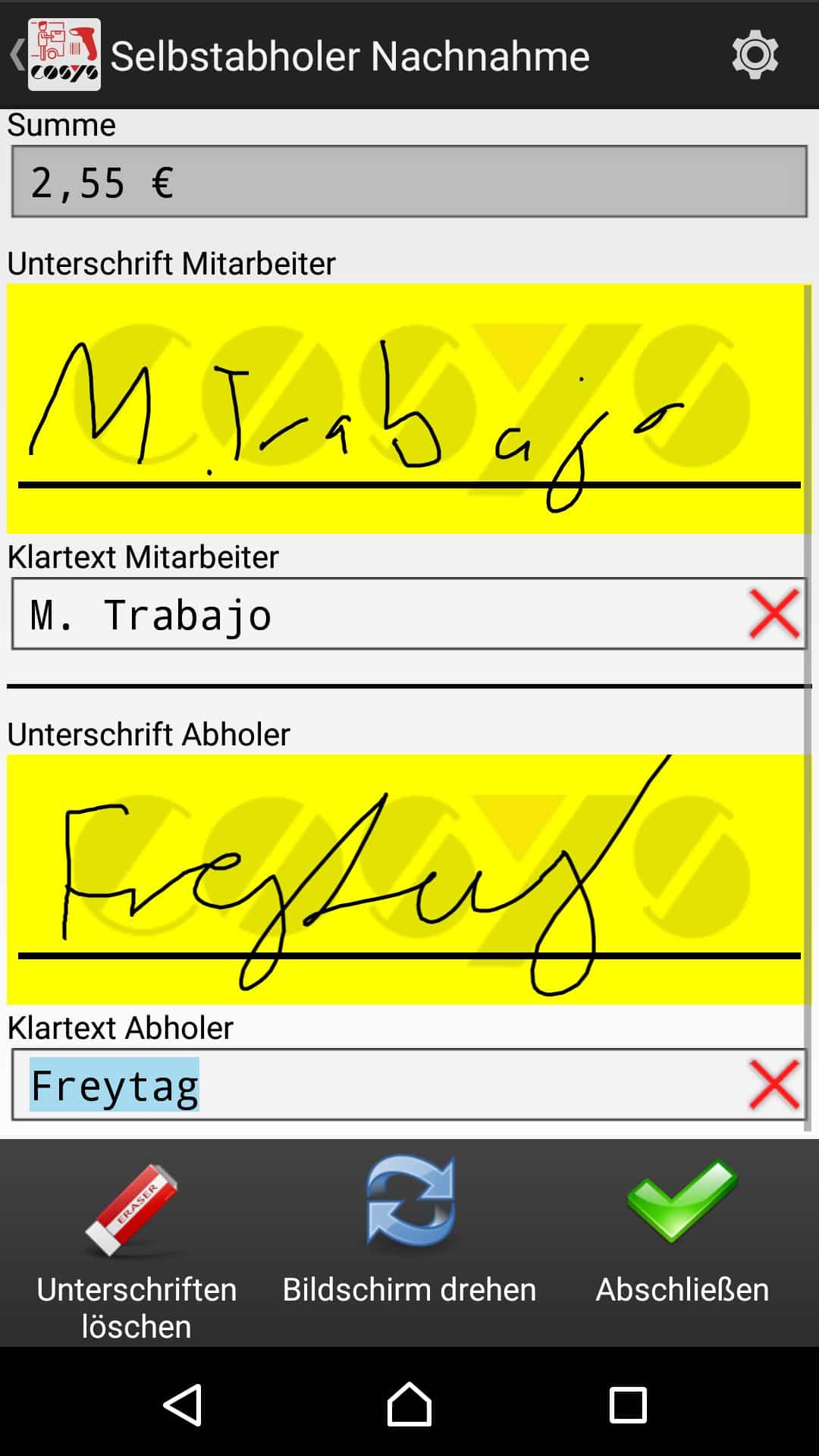 Artículos entrantes Visión general del software Android de COSYS Artículos entrantes Visión general del software Android de COSYS