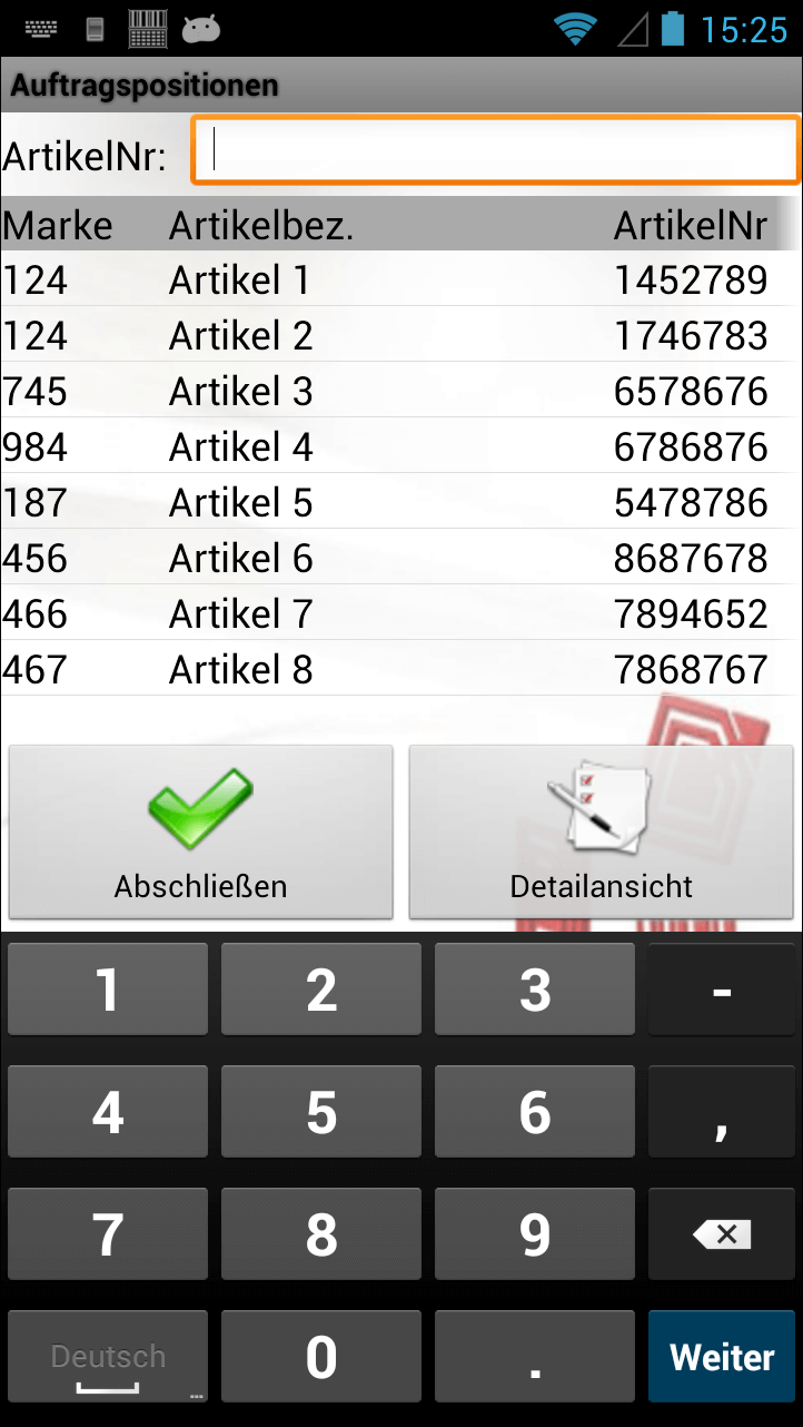 Bestellung Pedir artículos Android Software von COSYS