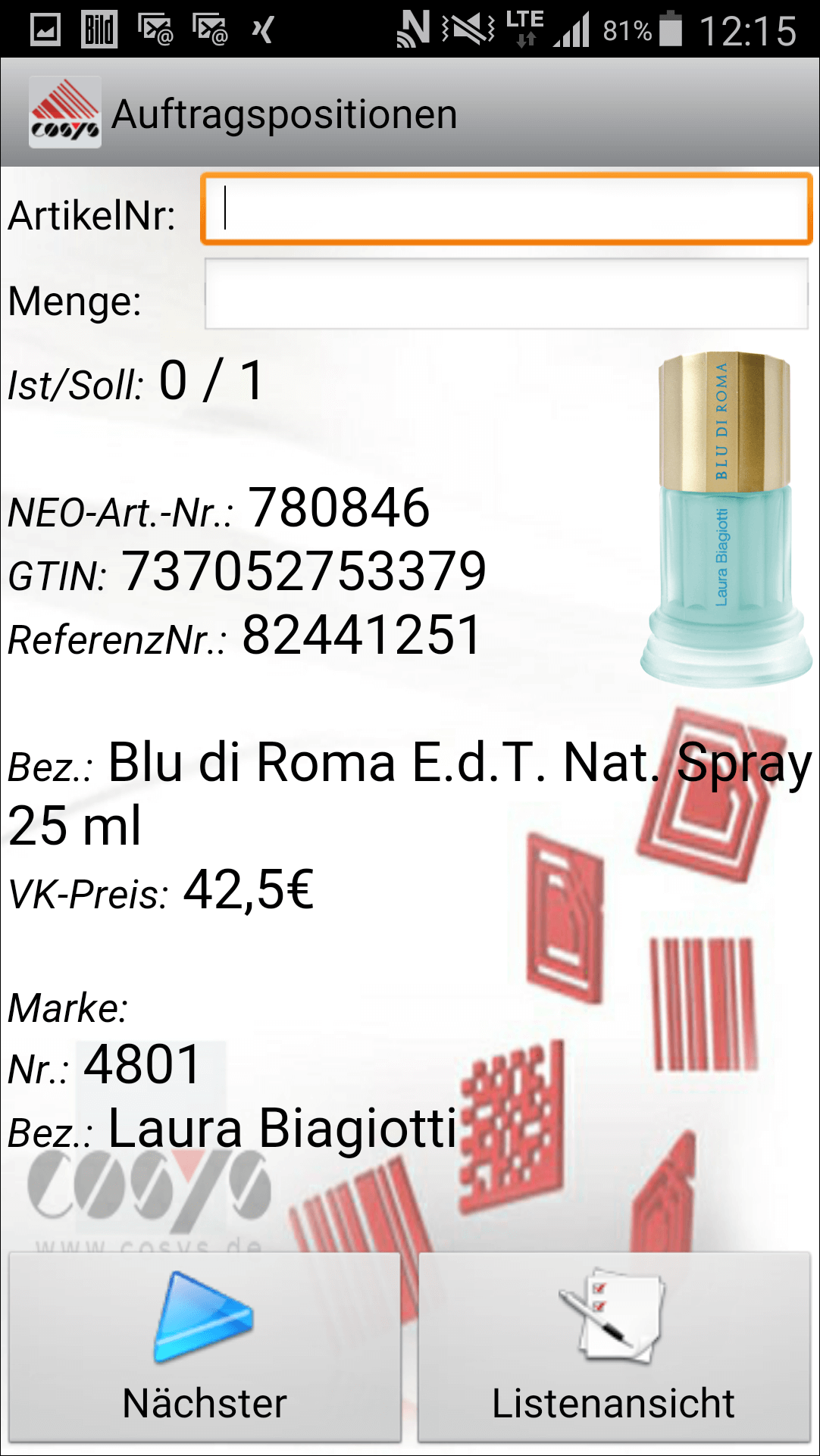 Pedido completo de software Android de COSYS