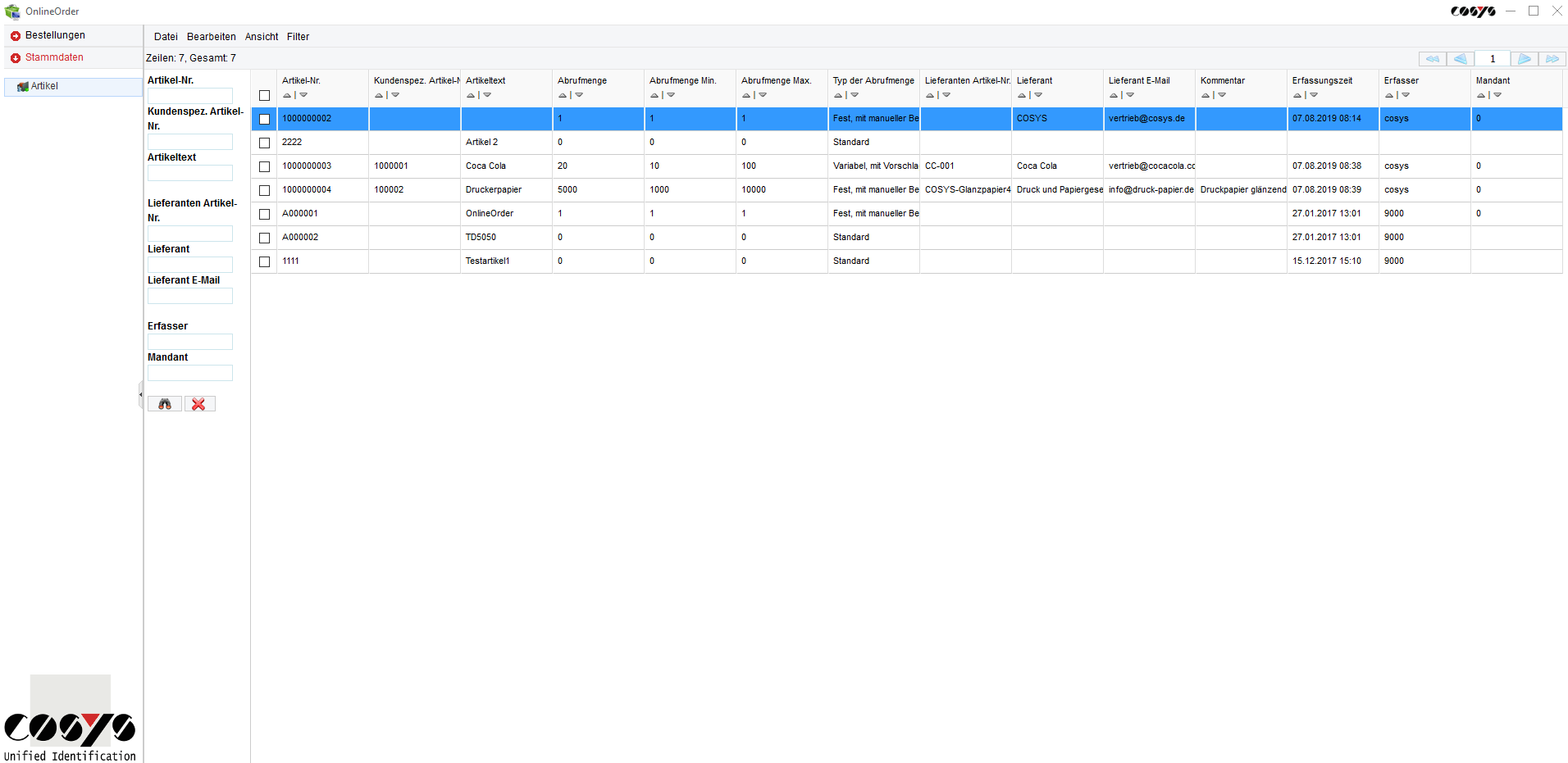 Artículo de pedido en línea
