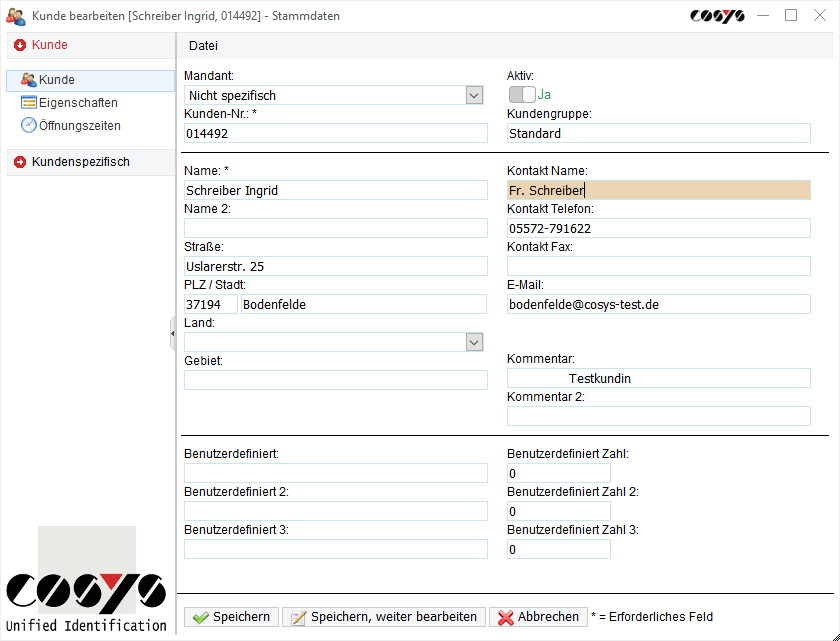 Datos maestros de los clientes